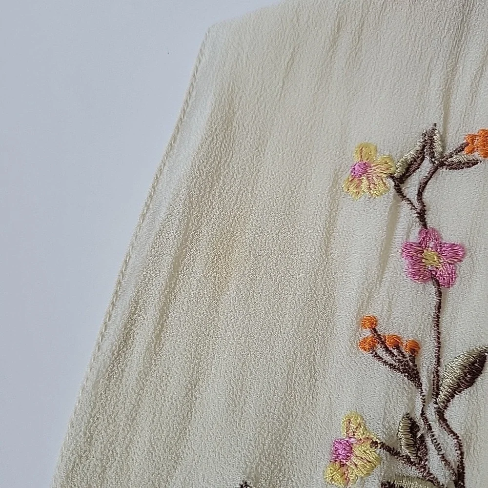 Embroidered Silk Scarf Pouch Set Rectangle Elegant Floral Coquette‎ Modern Retro